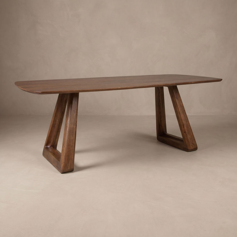 Mango Wood Rectangular Dining Table With Angular Base