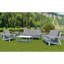 Causeuse avec coussin, canapé de jardin extérieur grain de bois, blanc / gris