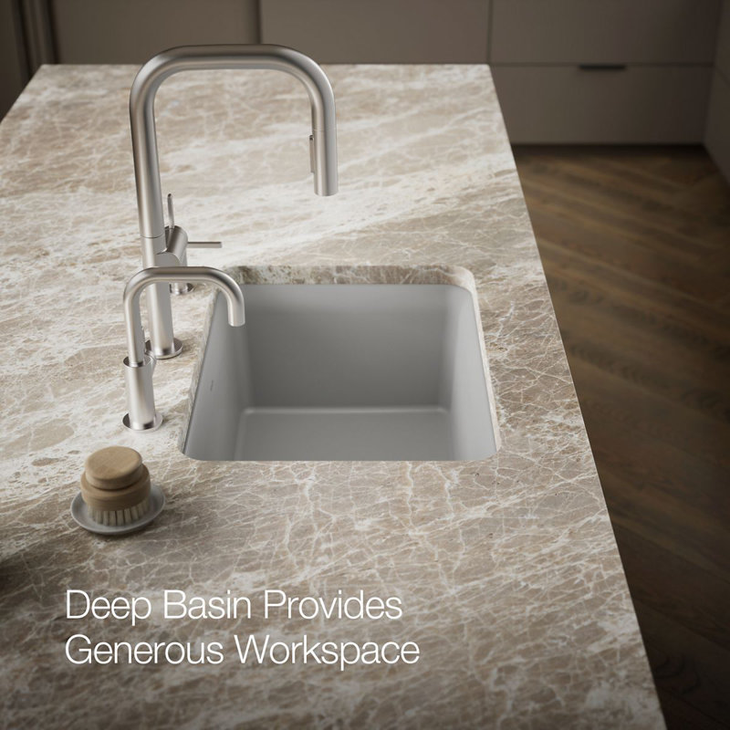 Cairn® 25" L x 18" W Undermount Kitchen Sink With Accessories, Matte Gray