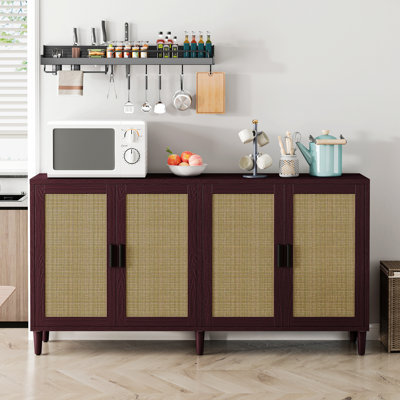 Buffet, armoire de rangement avec rangement, armoire de rangement à 4 portes avec tablettes réglables pour la cuisine, le salon et la salle à manger