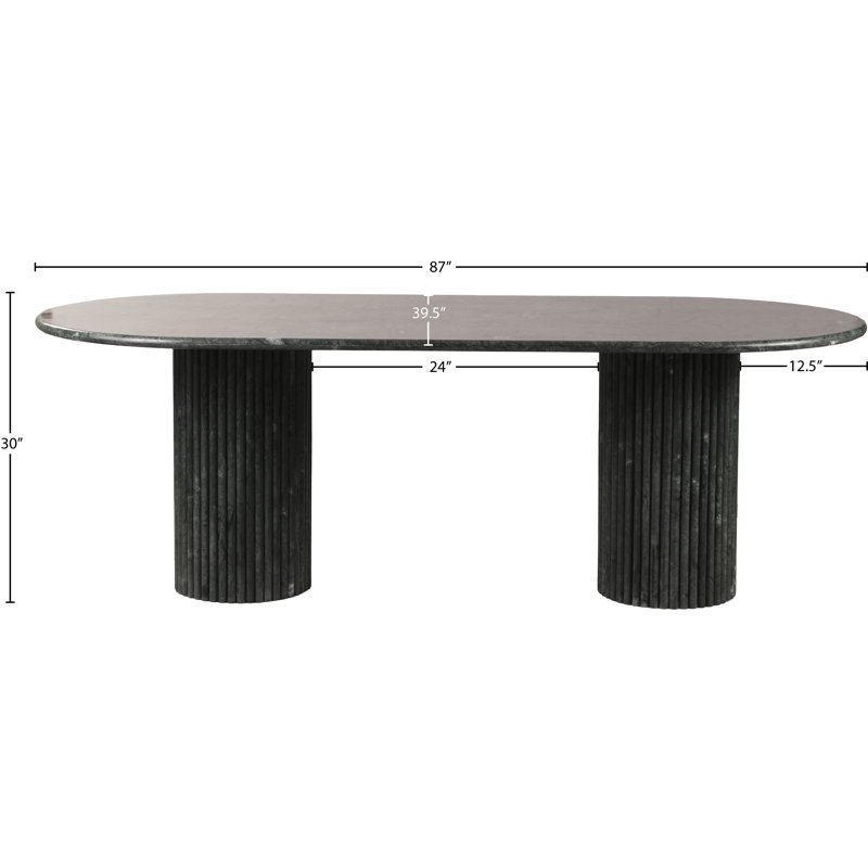 Messina Dining Table, Green Marble