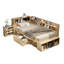 Natural Bed With Drawers, Bookcase & Storage Cupboard, Slatted Frame, No Mattress-1995382268