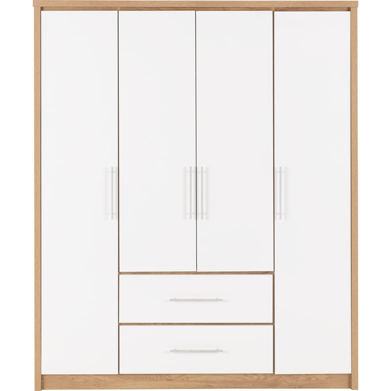 Louisa 4 Door Wardrobe, White Gloss
