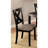 Rectangular Dining With Black Table And Brown Fabric Cushions 5pc : Solid Wood Table, Upholstered Chairs, Base