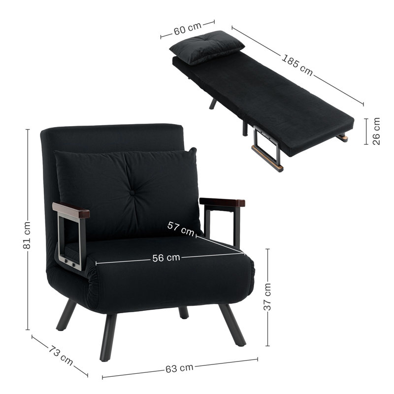 Upholstered Armchair, Black