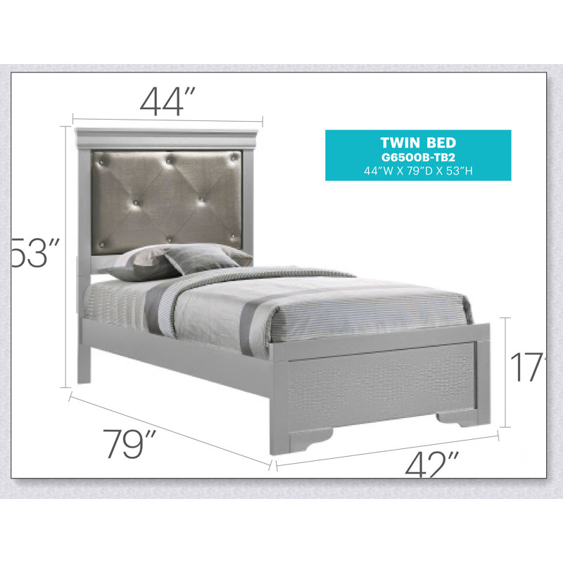Elegant Silver Twin Bed, Champagne