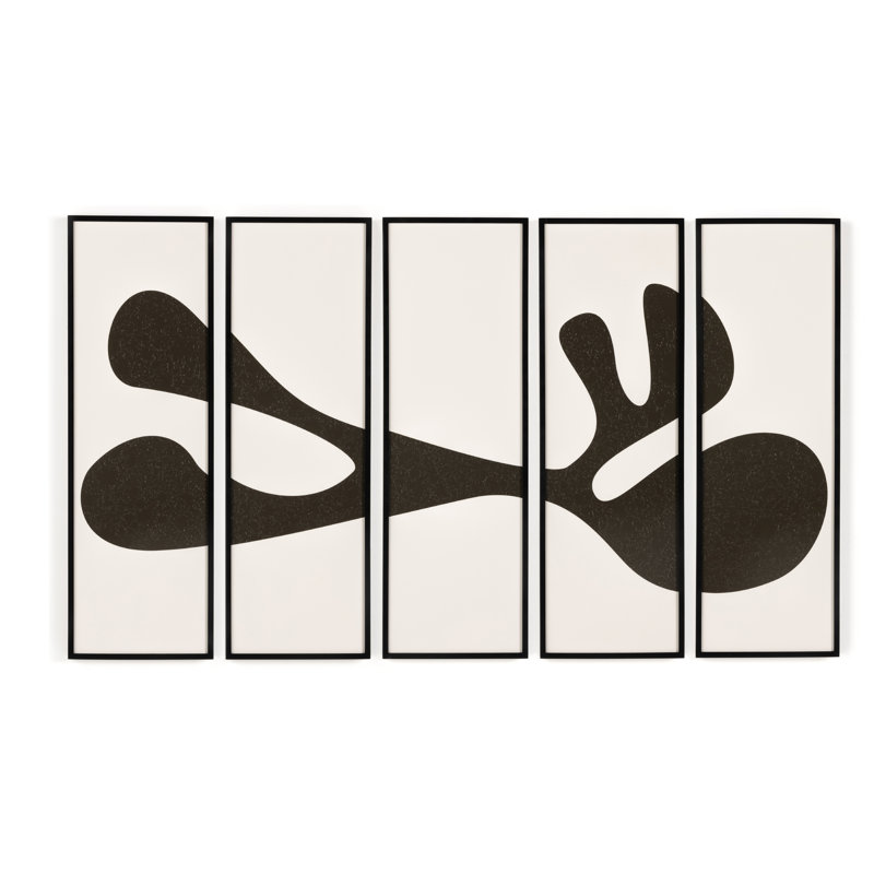 Organic Black and White Abstract Canvas Wall Art Set