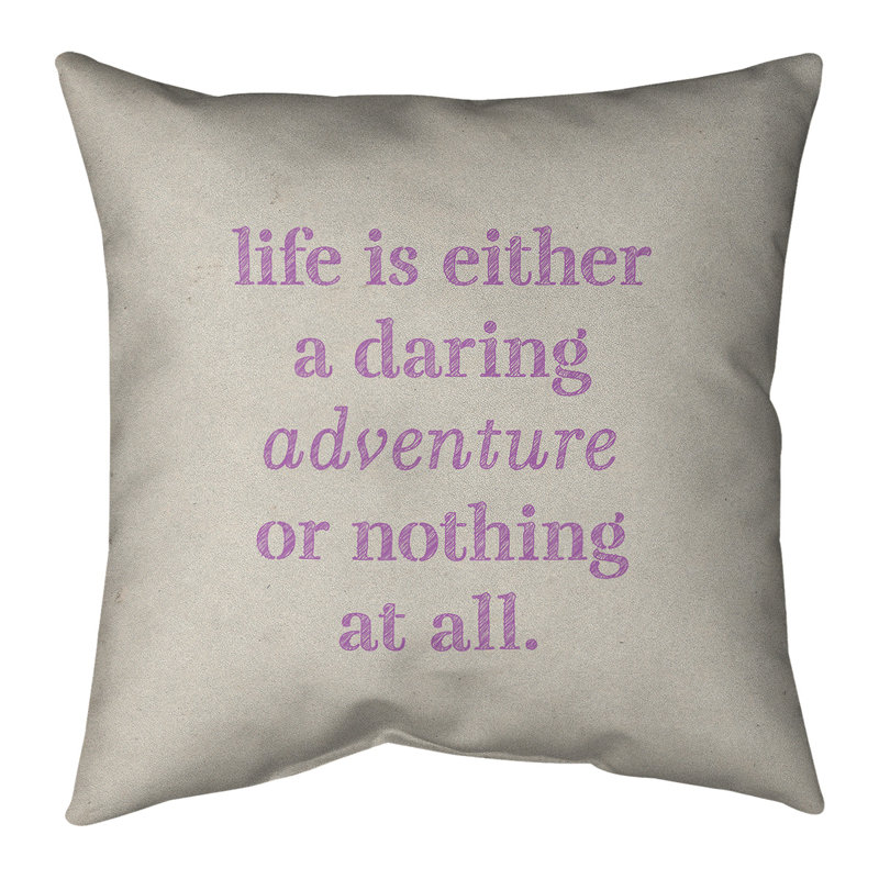 Coussin Handjet, Beige / violet, 20 po x 20 po, Polyester/ Bourre en polyester