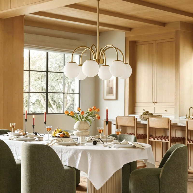 Bradrick 6 - Light Modern Glass Bubble Chandelier, Gold