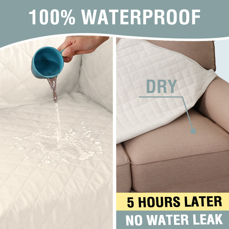 Housse 100% imperméable en tissu de microfibre pour canapé Housse de protection pour meubles avec sangles élastiques pour animaux de compagnie Housse pour causeuse antidérapante Lavable à la machine
