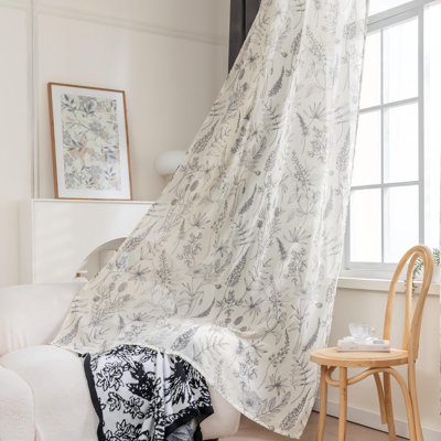 Ensemble de 4 rideaux à coordonner : 2 rideaux à imprimé floral et 2 rideaux en velours pour chambre ou salon, à œillets, 132 x 213 cm, gris, ensemble de 4 panneaux