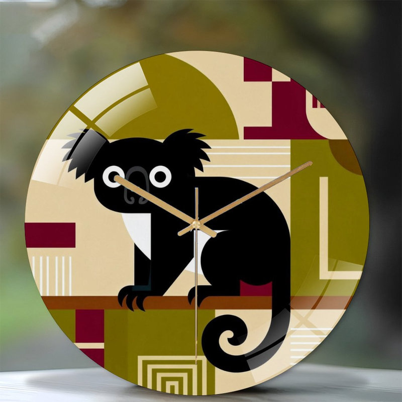 Horloge murale 12 po ronde en verre trempé avec mouvement à quartz silencieux, Vert olive