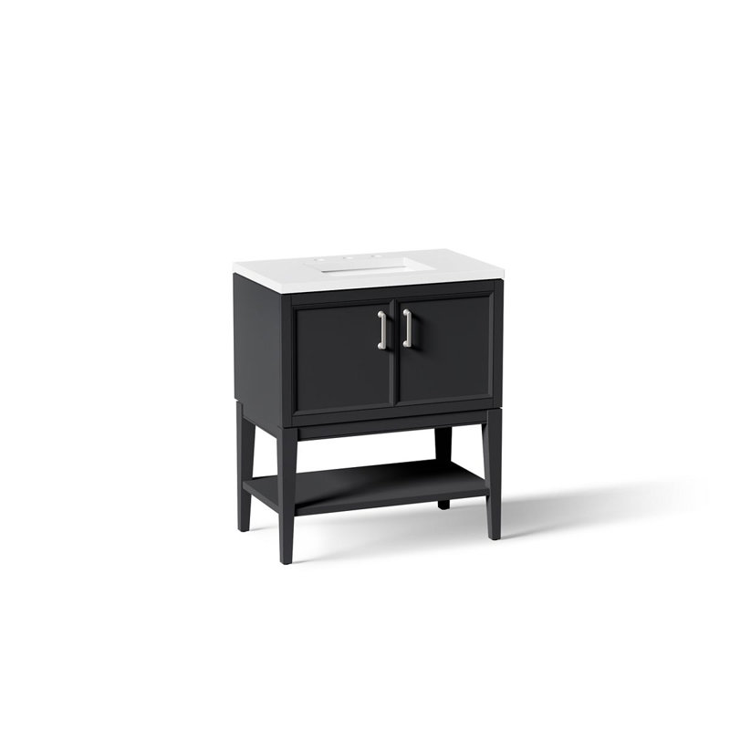 Winnow 30" Freestanding Single Bathroom Vanity Cabinet with Sink and Quartz Top, 30", Slate Gray