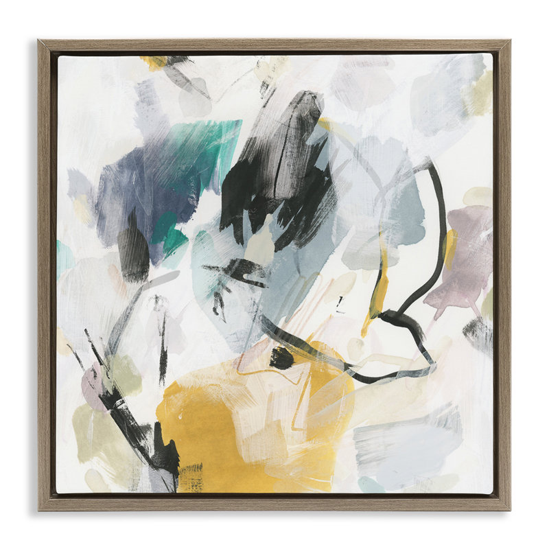 «Chaotic Abstract Yellow Accent Floater», art mural sur toile par June Erica Vess, H 18 po x l 18 po x P 1,7 po