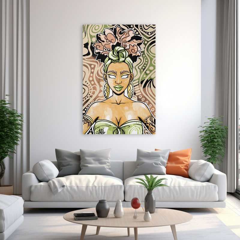Nailah - art figuratif multicentrique, H 60 po x l 40 po