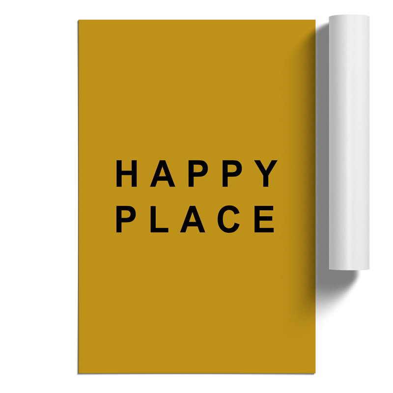 Happy Place Mustard - Frameless Print, 84cm H x 59cm W x 0.1cm D