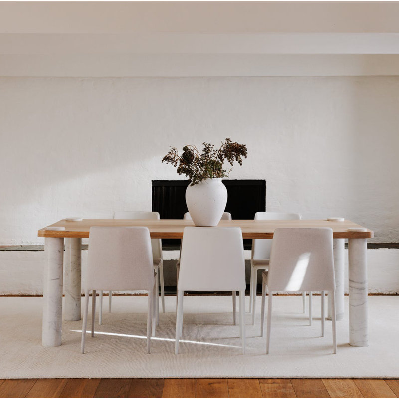NORA PU DINING CHAIR WHITE-SET OF TWO, White Pebbled Faux Leather