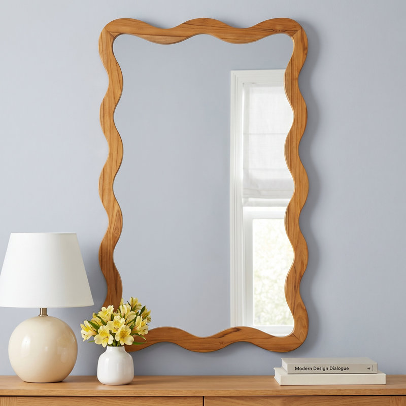 Mandan Reagan Natural Wall Mirror, Oak Wood