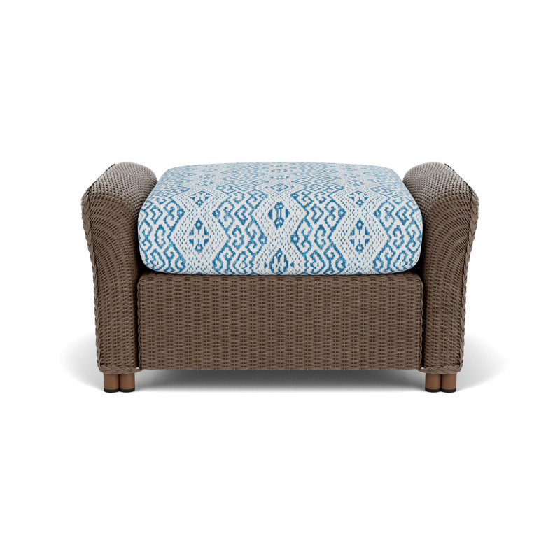 Reflections Outdoor Ottoman, White, Hickory
