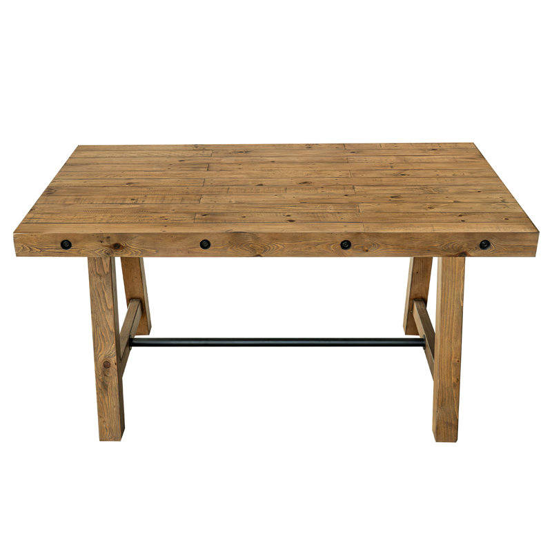 6-Person Solid Wood Trestle Dining Table, Brown