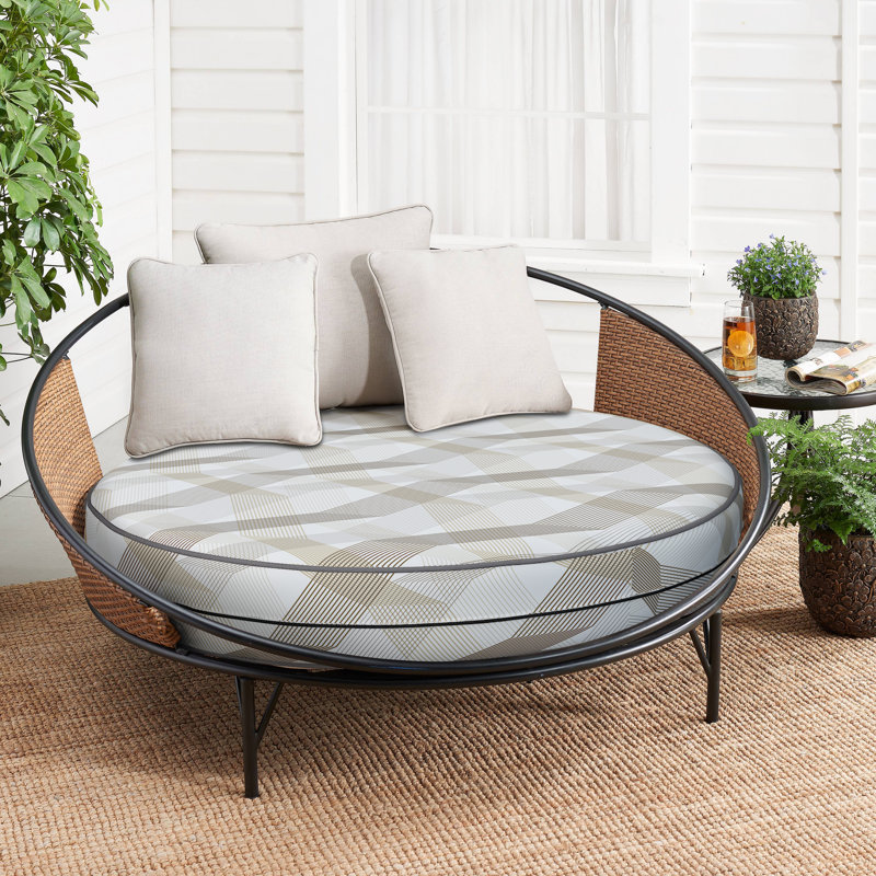 Decorative Indoor Outdoor Waterproof Round Cushion Cover, Patio Bar Stool UV Resistant Seat Cover, 5'' H x 16'' W