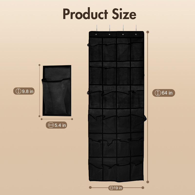 Set Of 2, 24-pocket Over The Door Shoe Organizer, Strong, Breathable And Versatile, 4 Sturdy Hooks, Fits Most Standard Doors