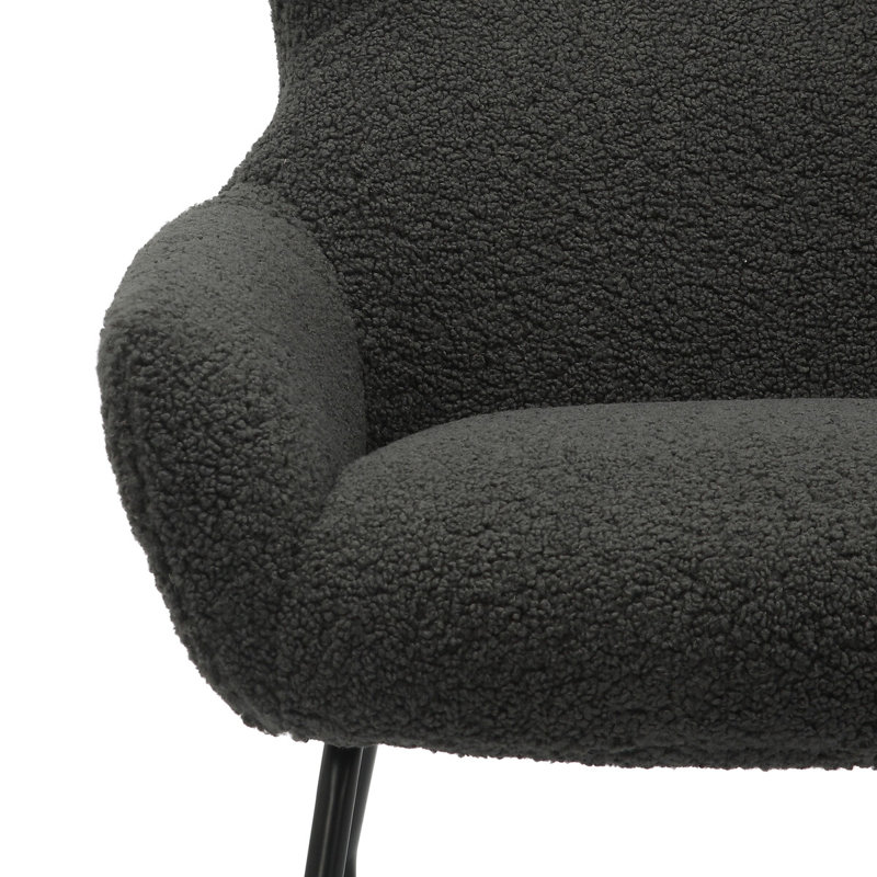 Tishkevich Upholstered Swivel Accent Chair with Footstool, Black