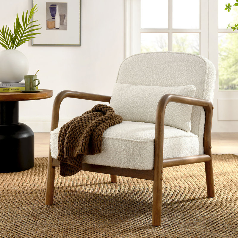 Charlie Boucle Upholstered Armchair, Ivory Fabric