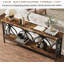 Console industrielle très longue de 70,9 pouces, table de canapé étroite avec tablettes de rangement ouvertes pour le couloir, le vestibule ou le salon, structure en métal, brun rustique-591400747