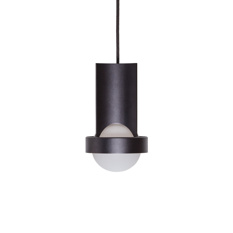 Loop Single Pendant In Dark Grey With Sphere III, Silver