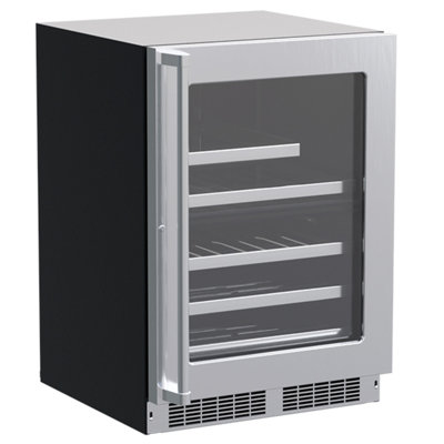 Marvel Appliances 23.88'' W Built-In 112 Cans (12 oz.) 5 Cubic Feet Beverage Cooler with Wine Storage and Reversible Door