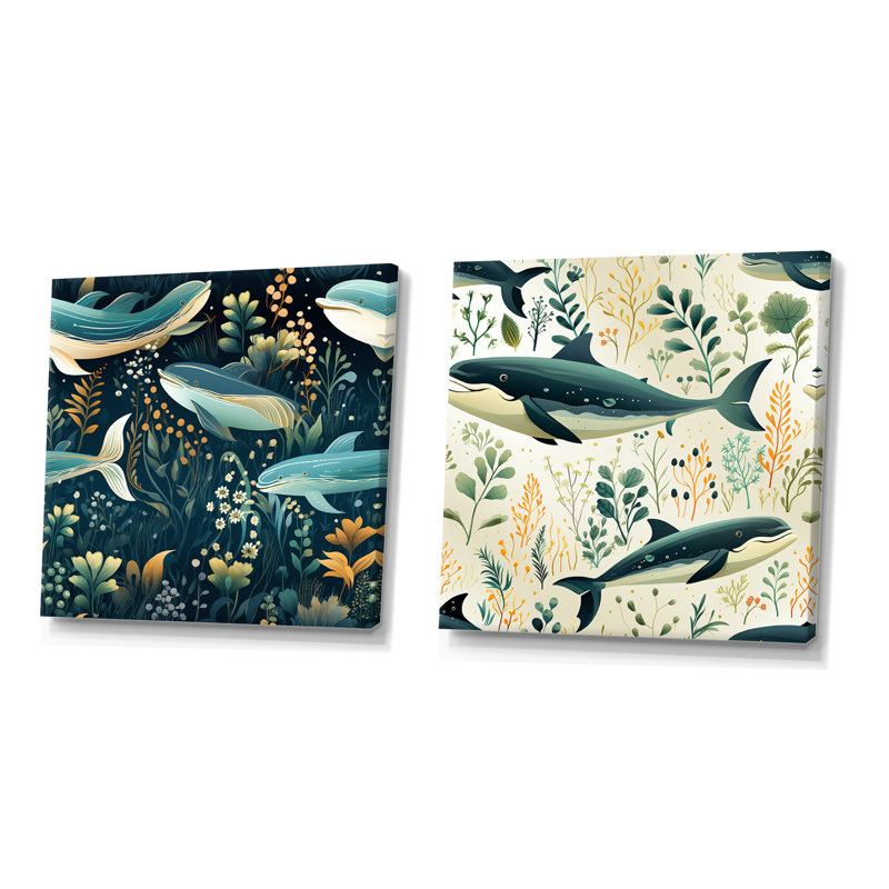 Ensemble de 2 peintures murales sur toile côtières - Rangins, Toile tendue, H 16 po x l 33 po x P 1 po