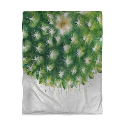 Housse de couette botanique exotique verte - Mini cactus aquarelle