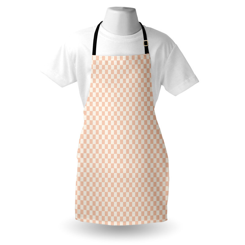 Tablier géométrique East Urban Home unisexe, carrés roses modernes, taille adulte, crème pêche