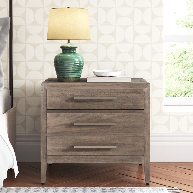 Pama 3 - Drawer 26" Nightstand, Light Brown