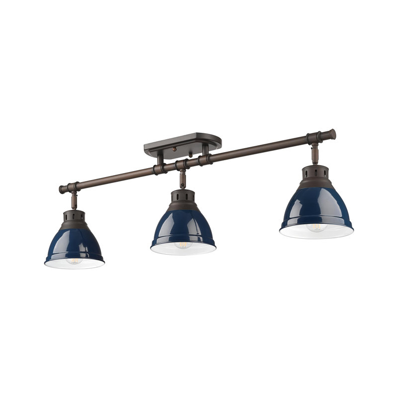 Bryannah 3-Light Semi-Flush - Track Light, Matte Navy, Rubbed Bronze