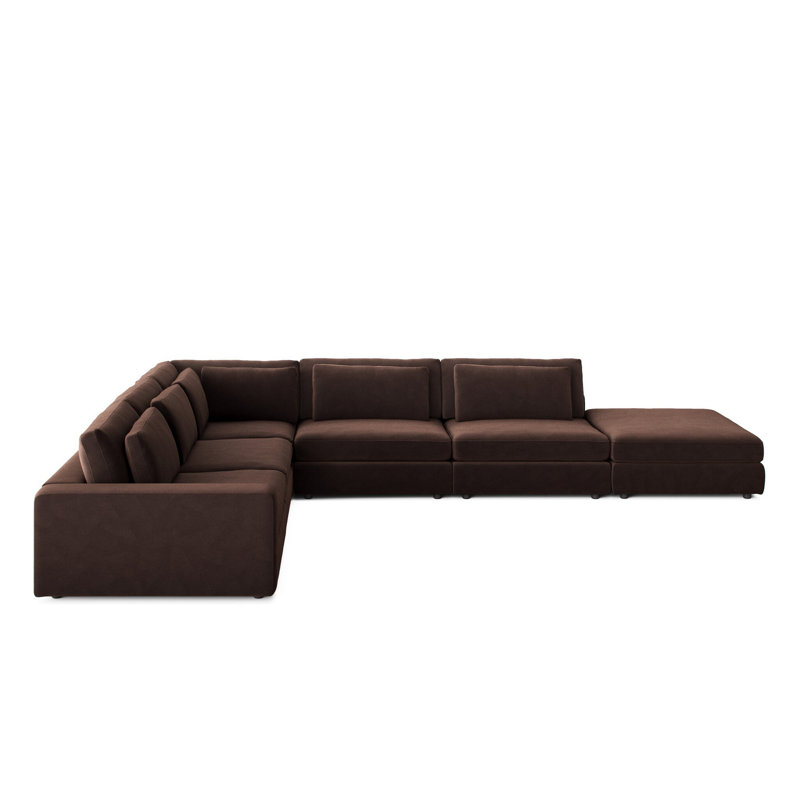 Canapé modulaire 5 pièces Stovall avec repose-pieds Stovall, Mélange de coton et de cacao Surrey, Orienté vers la gauche