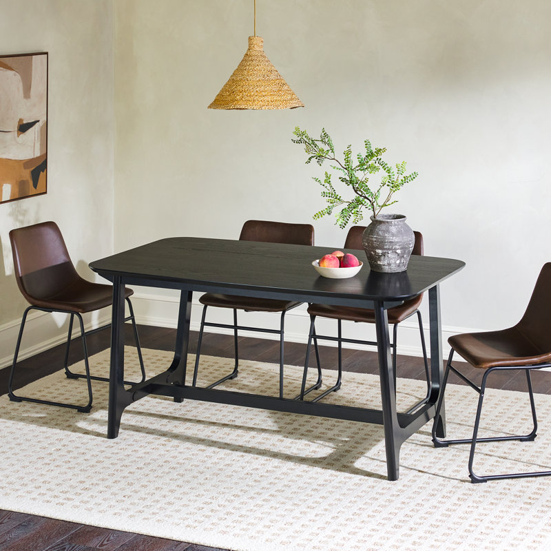 Marrisha 59.5" Trestle Dining Table, Black Ash
