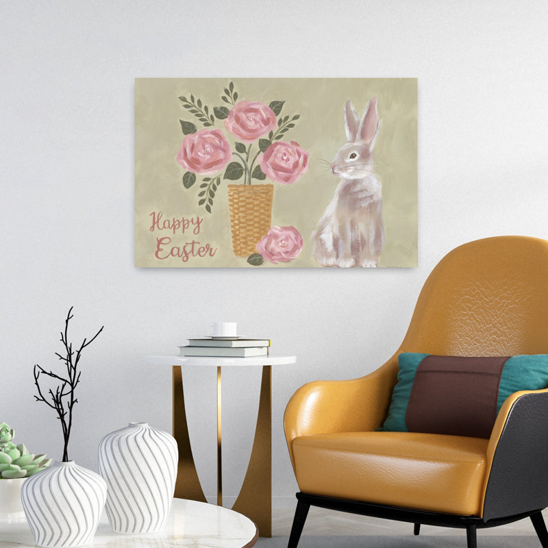 Joyeuses Pâques, panier de lapin contemporain, art floral printanier, H 24 po x l 16 po