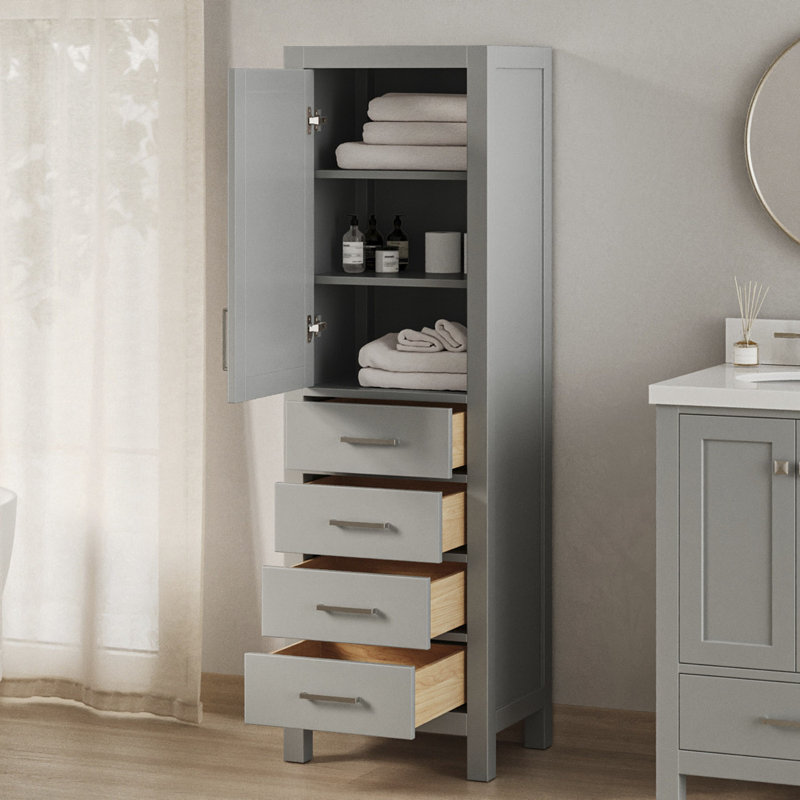 Armoire à linge en bois massif Amariani, Gris
