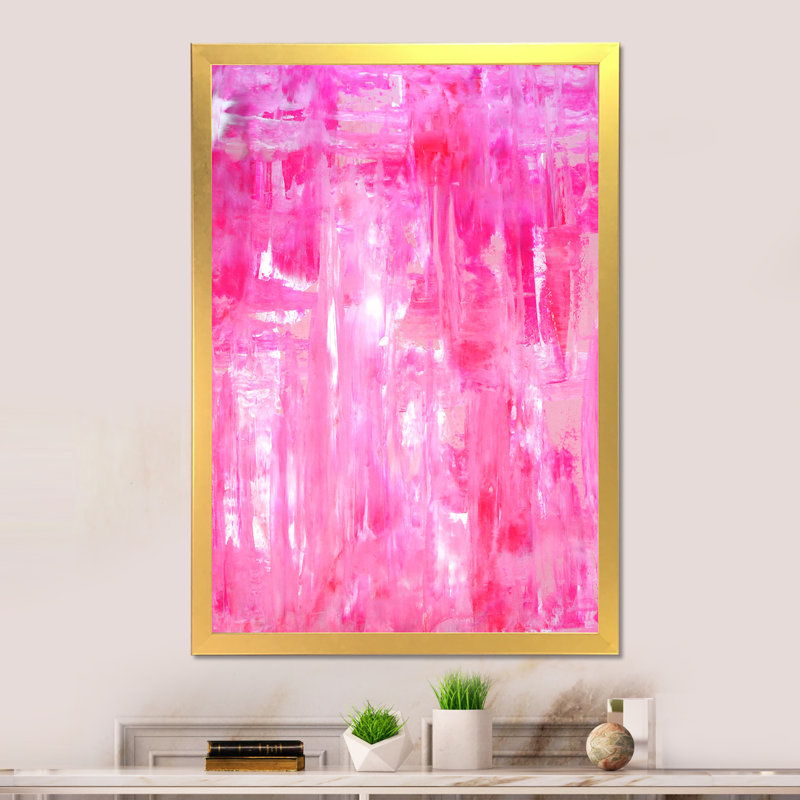Reproduction d'art moderne sur toile rose, art abstrait VII, Impression dorée sur toile encadrée, H 36 po x l 24 po x P 1 po