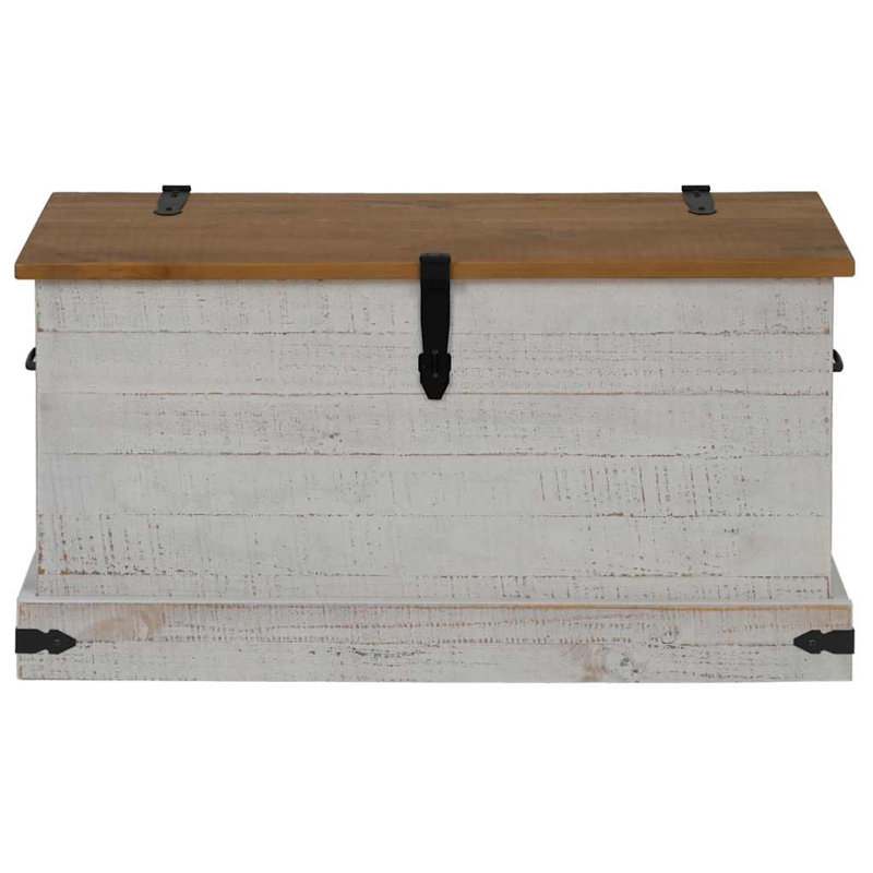 Vidaxl Storage Chest Solid Pine Wood, Medium Storage Chest, White, 18.5" H x 36" W x 19" D