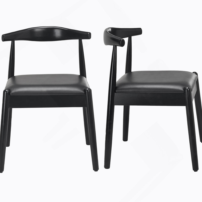 Ensemble de 2 chaises de cuisine style Mid-Century avec cadre en chêne massif et siège tissé à la main pour le salon et la salle à manger