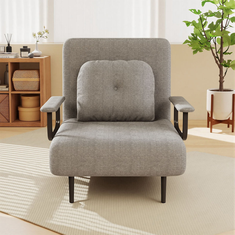 Chaise pliante convertible 3 en 1, dossier réglable à 5 positions avec coussin, Gris, Noir