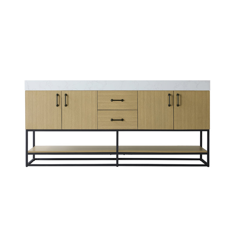 Meuble-lavabo double 72 po, Brun miel
