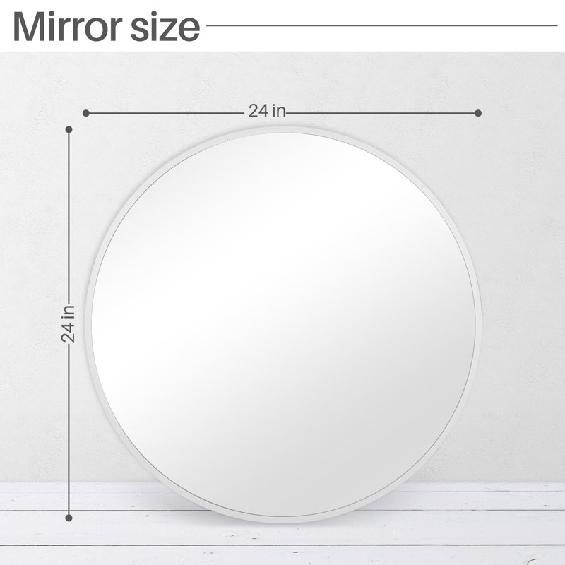 Miroir mural rond Gallen, 24 po x 24 po, Blanc