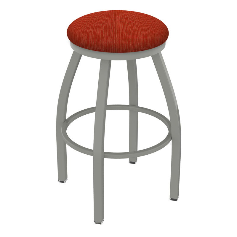 Cragin Swivel Upholstered Counter Stool, Anodized Nickel, Fabric-Graph Poppy, Counter Stool (25” Seat Height)
