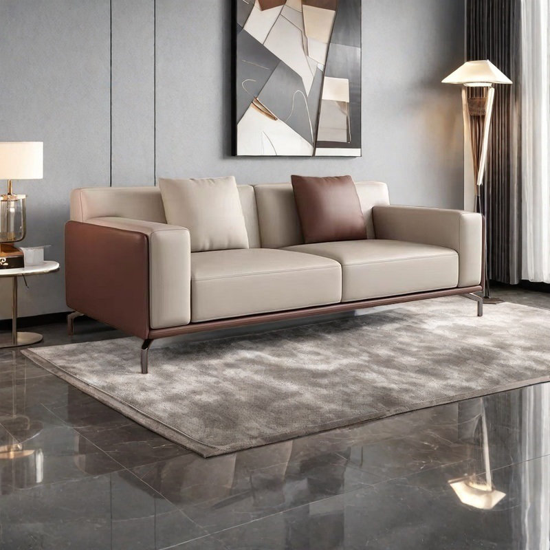 82.7" Vegan Leather Sofa