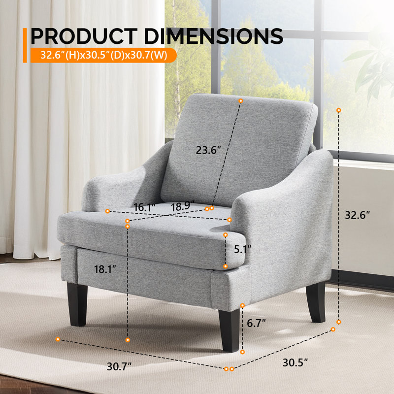  Ensemble de 2 chaises de chambre à coucher en lin 2 pièces, Gris