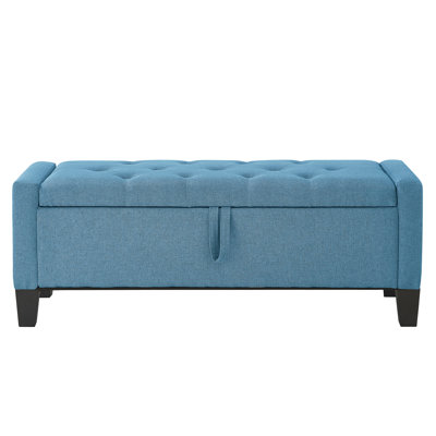 45"W Upholstered Mid-Century Modern Lift-Top Ottoman